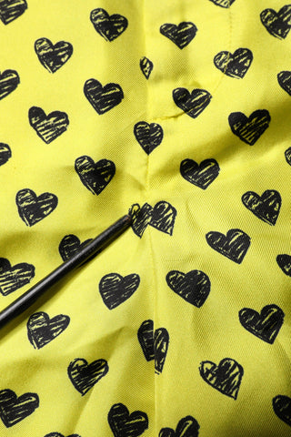 Green Silk Heart Print Bermuda Shorts