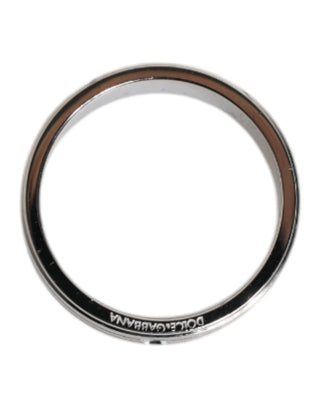 Silver Tone Brass Clear Crystal DG Logo Ring