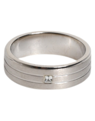 Silver Tone Brass Clear Crystal DG Logo Ring