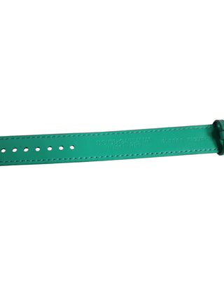 Brazalete de cuero exótico verde con hebilla metálica dorada  