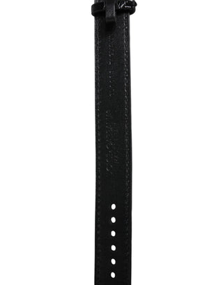 Brazalete de cuero exótico negro con hebilla metálica dorada  