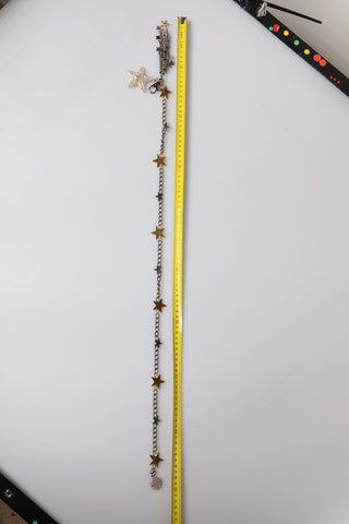 Cinturón cadena para cintura adornado de latón dorado y plateado  