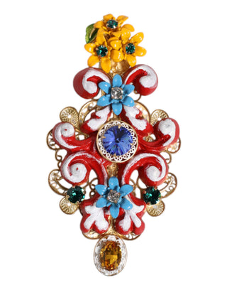 Mehrfarbige Frühlings-Haarspange CARRETTO aus goldfarbenem Messing und Kristall
