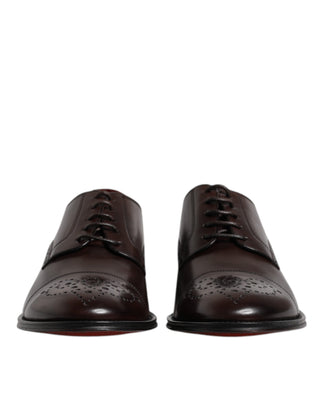 Zapatos de vestir Derby para hombre de piel de becerro granate