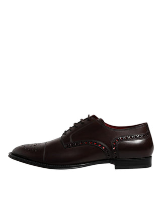 Zapatos de vestir Derby para hombre de piel de becerro granate