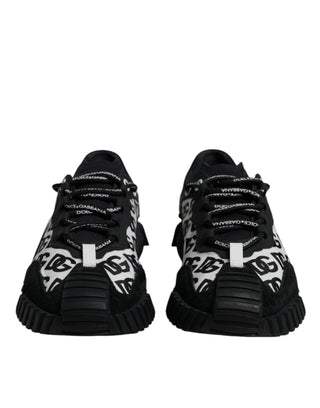 Schwarze Logo Schnür-Sneaker Low Top NS1
