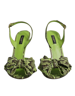 Grüne Python-Leder-Absatzsandalen