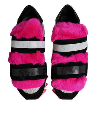 Zapatillas negras con detalles de piel rosa