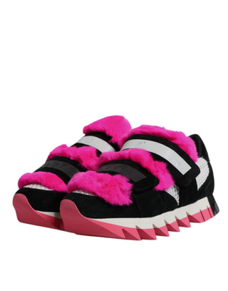 Zapatillas negras con detalles de piel rosa