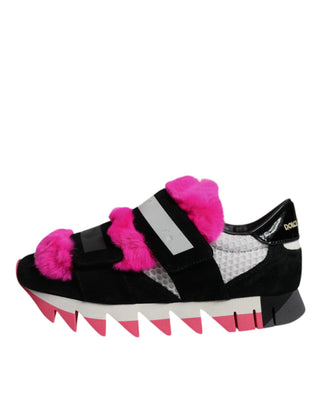 Zapatillas negras con detalles de piel rosa