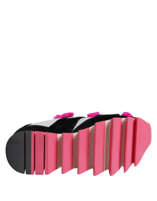 Zapatillas negras con detalles de piel rosa