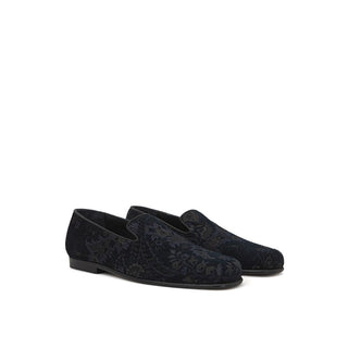 Blue Leather Slip-On Loafers