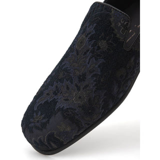 Blue Leather Slip-On Loafers