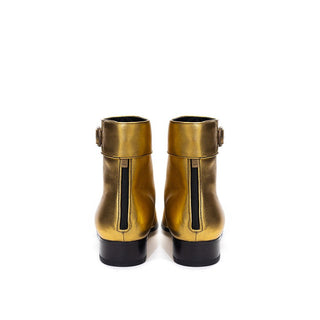 Gold Leather Ankle Boots