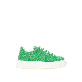 Grüne Turnschuhe aus Stoff und Leder