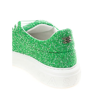 Zapatillas deportivas de tela y cuero verdes