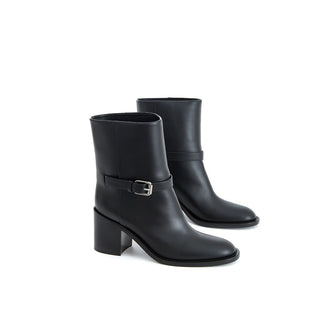 Schwarze Leder-Stiefeletten