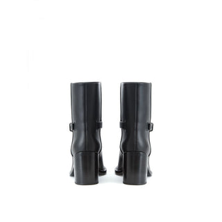 Schwarze Leder-Stiefeletten