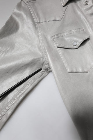 Camisa metálica gris de algodón con botones