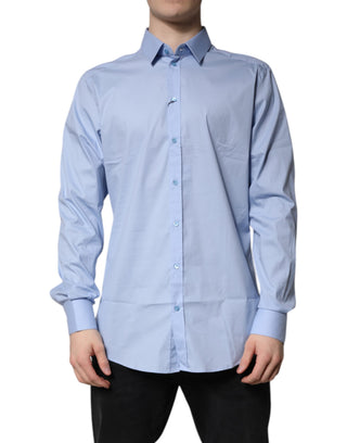 Camisa formal azul claro de algodón GOLD