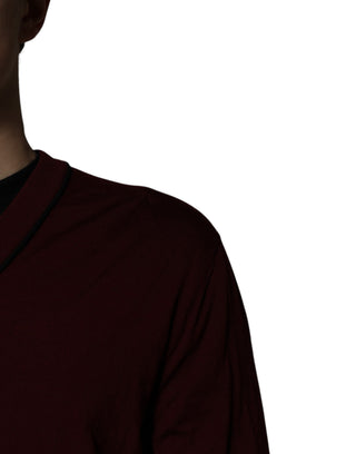 Kastanienroter Kaschmir-V-Ausschnitt Herrenpullover