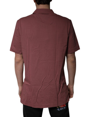 Dark Pink Button Down Casual Polo Men Shirt