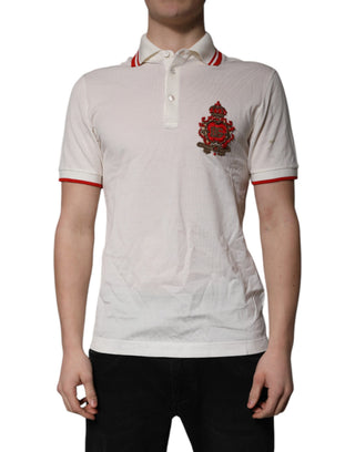 Weißes Baumwoll-Polo-T-Shirt für Herren mit Logo-Kragen