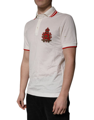 Weißes Baumwoll-Polo-T-Shirt für Herren mit Logo-Kragen