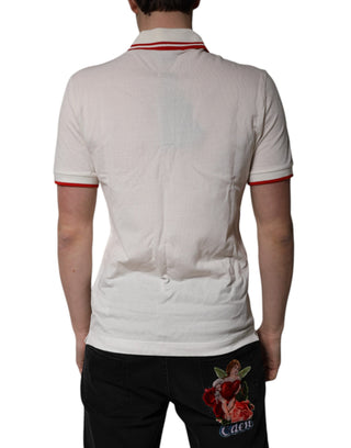 Weißes Baumwoll-Polo-T-Shirt für Herren mit Logo-Kragen
