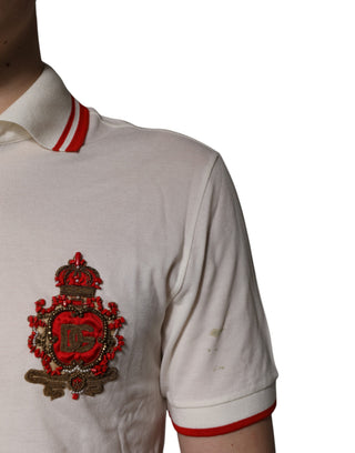 Weißes Baumwoll-Polo-T-Shirt für Herren mit Logo-Kragen