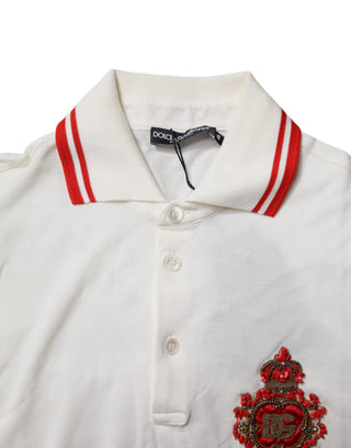 Weißes Baumwoll-Polo-T-Shirt für Herren mit Logo-Kragen
