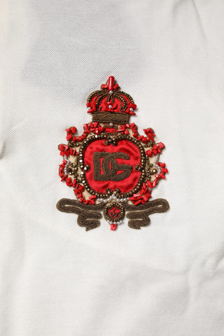 Weißes Baumwoll-Polo-T-Shirt für Herren mit Logo-Kragen