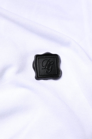 White Cotton Logo Collared Polo T-shirt