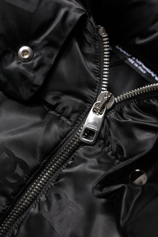 Black Padded Puffer Hooded Full Zip Cropped Jacket