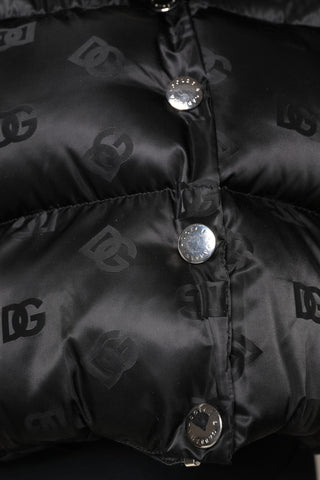Black Padded Puffer Hooded Full Zip Cropped Jacket