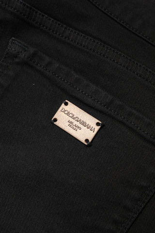 Schwarze Mid-Waist Skinny Jeans aus Baumwolle
