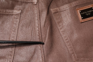 Brown Cotton High Waist Tapered Denim Jeans