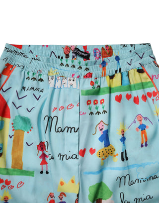 Hellblaue Hose mit weitem Bein und mittelhohem Bund