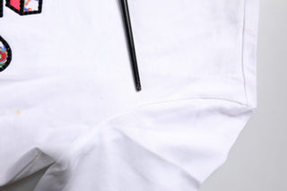 White Cotton Logo Print Round Neck T-shirt