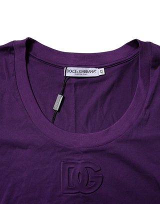 Violet Cotton Crewneck Short Sleeves T-shirt