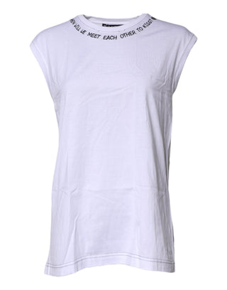 Camiseta blanca sin mangas de algodón con estampado