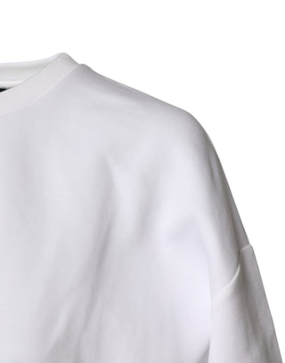 White Cotton Blend 3/4 Sleeves Blouse Top