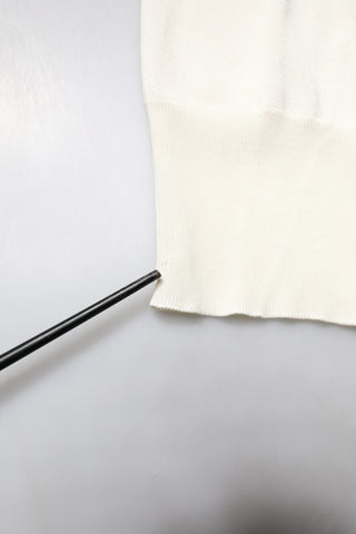 Cremefarbene Kurzarm-Seidenbluse mit Rundhalsausschnitt