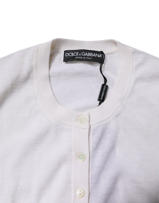 Cárdigan crema corto de cachemira tejido