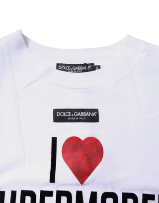 White Printed Round Neck Top Cotton T-shirt