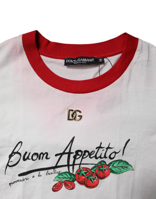 Weißes bedrucktes Rundhals-Crop-Top-T-Shirt