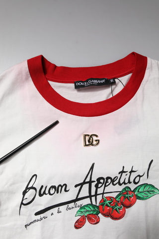Weißes bedrucktes Rundhals-Crop-Top-T-Shirt