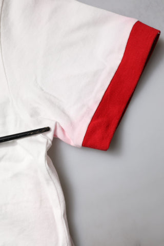 Weißes bedrucktes Rundhals-Crop-Top-T-Shirt