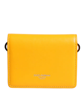 Bolso bandolera amarillo de cuero con tarjetero bifold