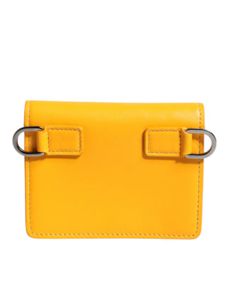 Bolso bandolera amarillo de cuero con tarjetero bifold